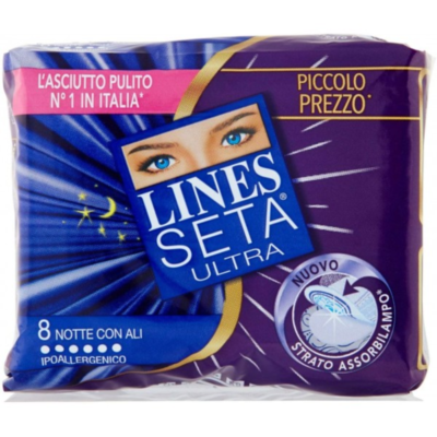 Lines Seta Ultra Notte Con Ali Ipoallergenico 8 Pz