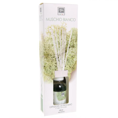 Diffusore Di Essenza Con Bacchetti In Cotone 125 Ml Muschio Bianco