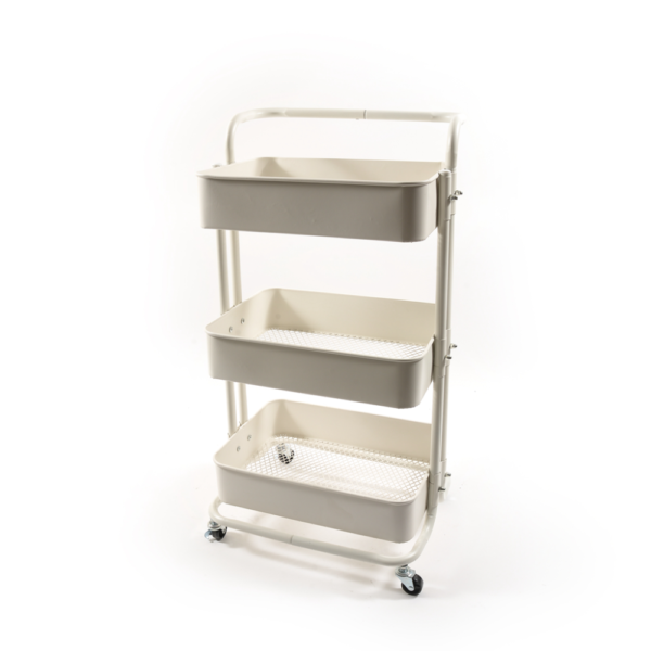 Carrello 3 Ripiani In Metallo Bianco Con Ruote