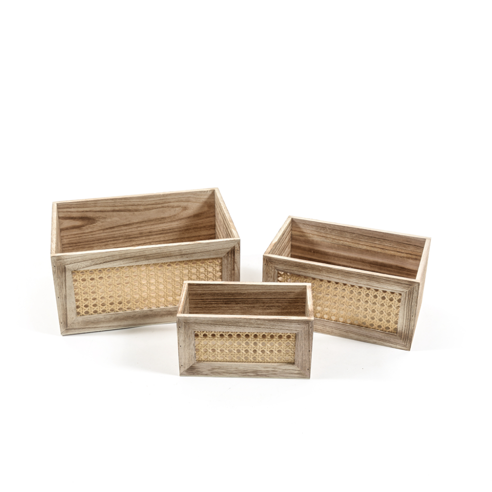 Set 2 cassette rotelle in legno