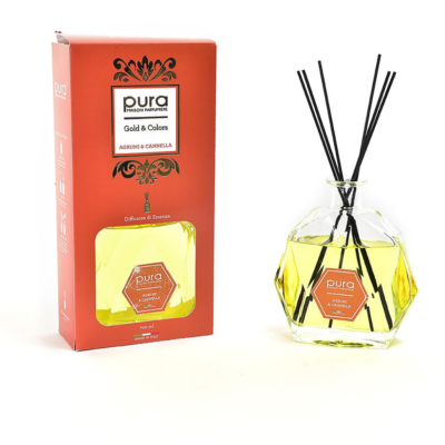 Linea Gold & Colors Diffusore Di Essenza Bottiglia Esagonale Arancia e Frutta Candita