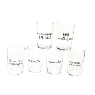Set 6 Bicchieri Vetro “Birra” Con Scritte CL 510 Cartonetta