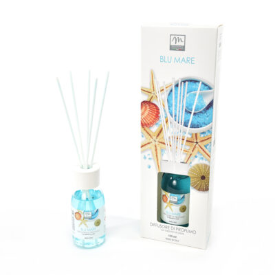 Diffusore Di Essenza 125 ml Blu Mare Con Bacchetti In Cotone