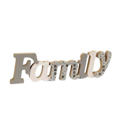 Scritta Decorativa Family In Legno